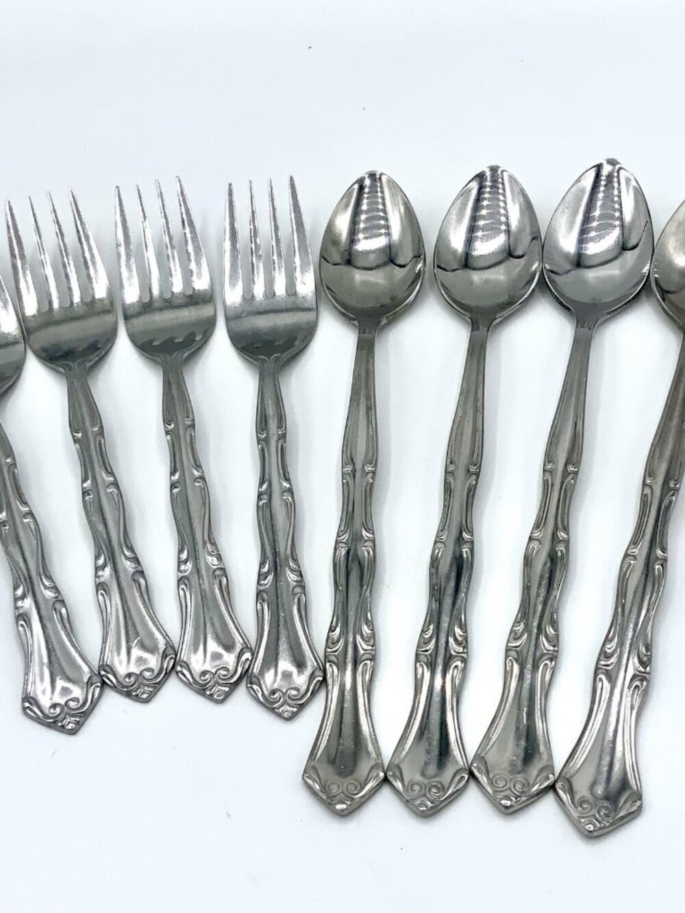 Vtg Oneida Stainless Salad Fork Tea Spoon Northland Carlyle Flatware Korea 8 Pc